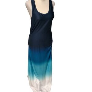 Blue Ombre Maxi Dress Rutching Detail Sides. BRAND NEW Size L
